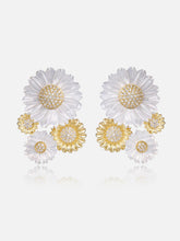 Load image into Gallery viewer, Mother of Pearl Double Sun Flower Earrings
