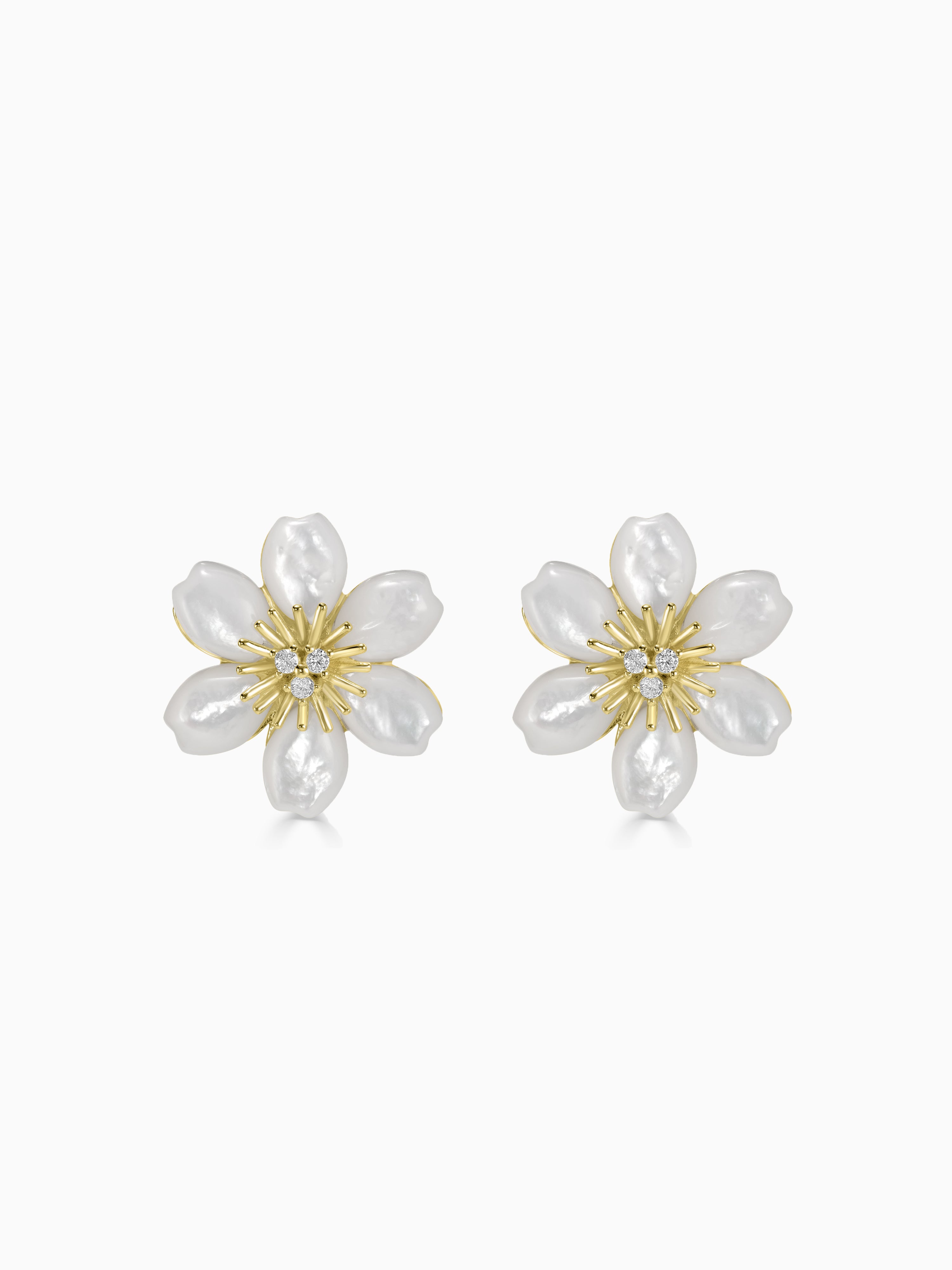 Mother of Pearl Plumeria Flower Earrings