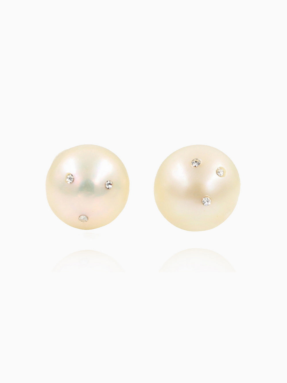 Delicate Fresh Water Pearl CZ Studs Earrings