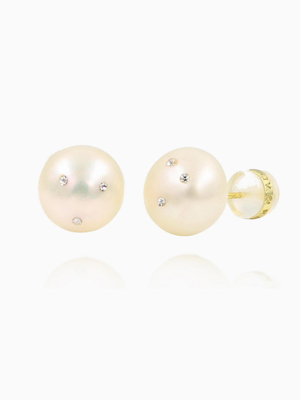 Delicate Fresh Water Pearl CZ Studs Earrings