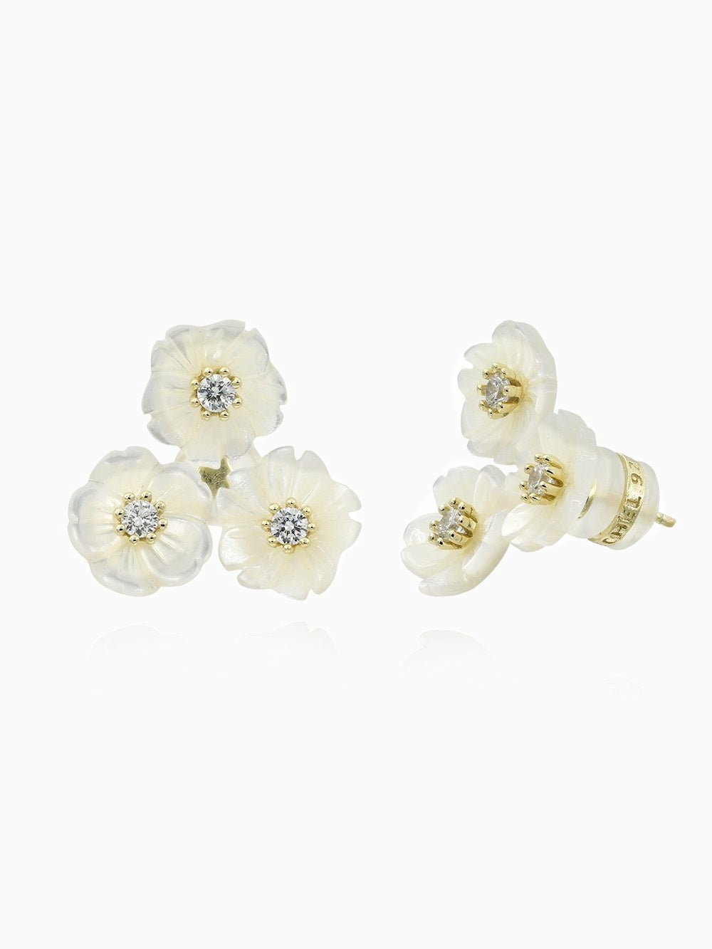 Delicate MOP Flower with CZ Stud Earrings