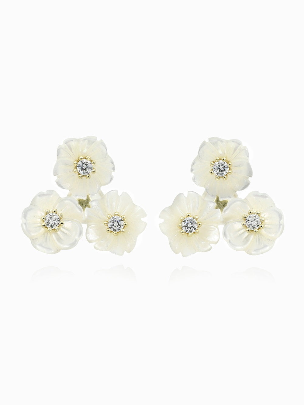 Delicate MOP Flower with CZ Stud Earrings