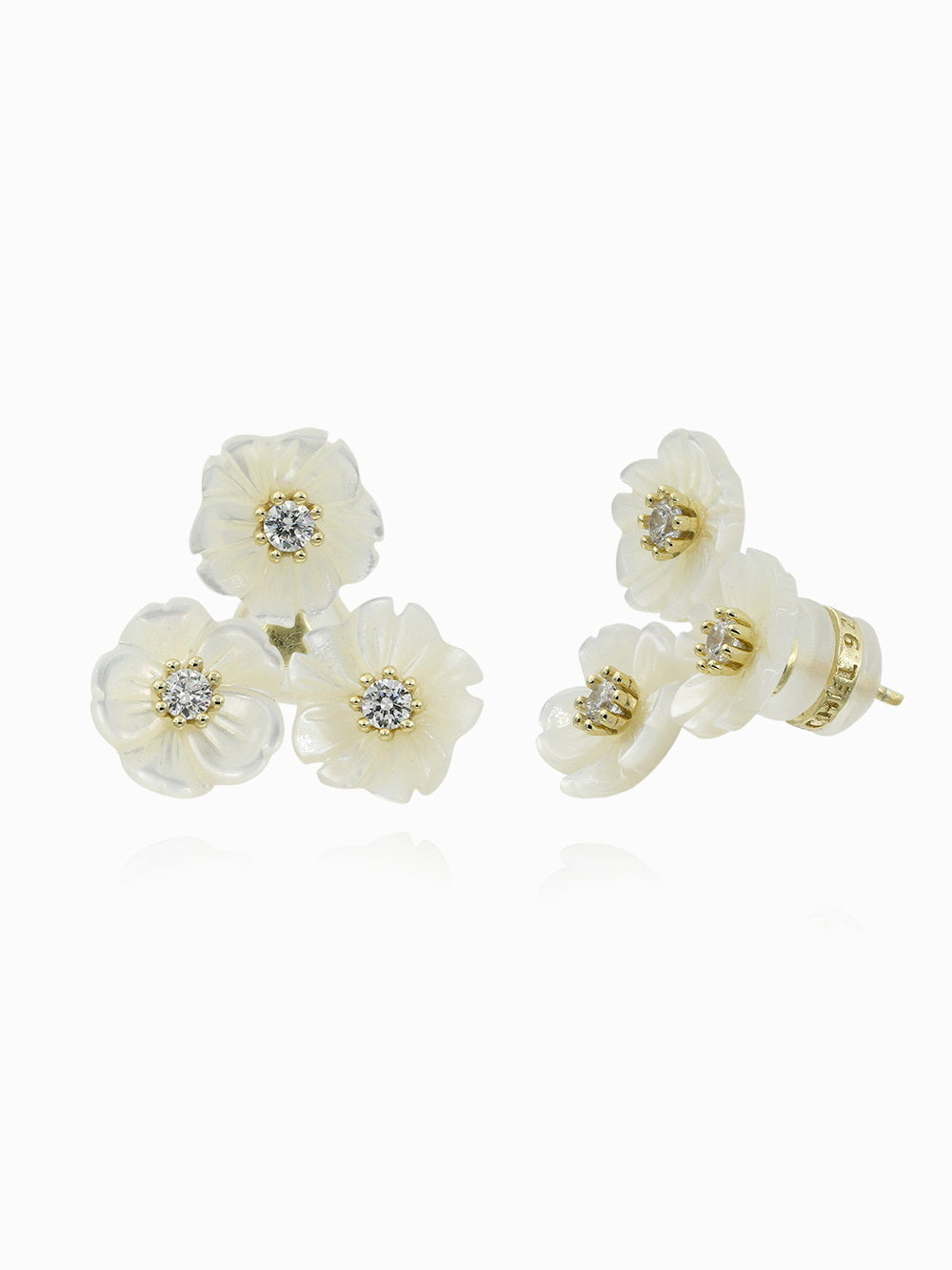 Delicate MOP Flower with CZ Studs Earrings