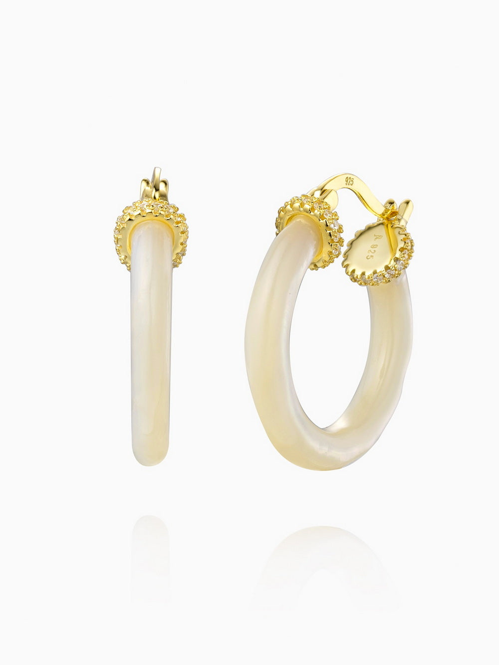 Mother of Pearl 25MM Hoop Earrings