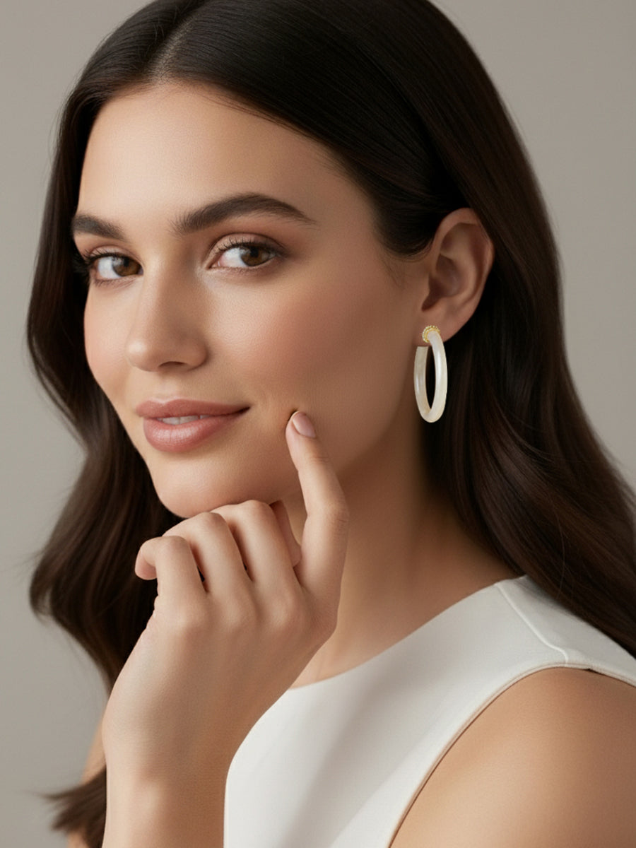 Mother of Pearl 35MM Hoop Earrings