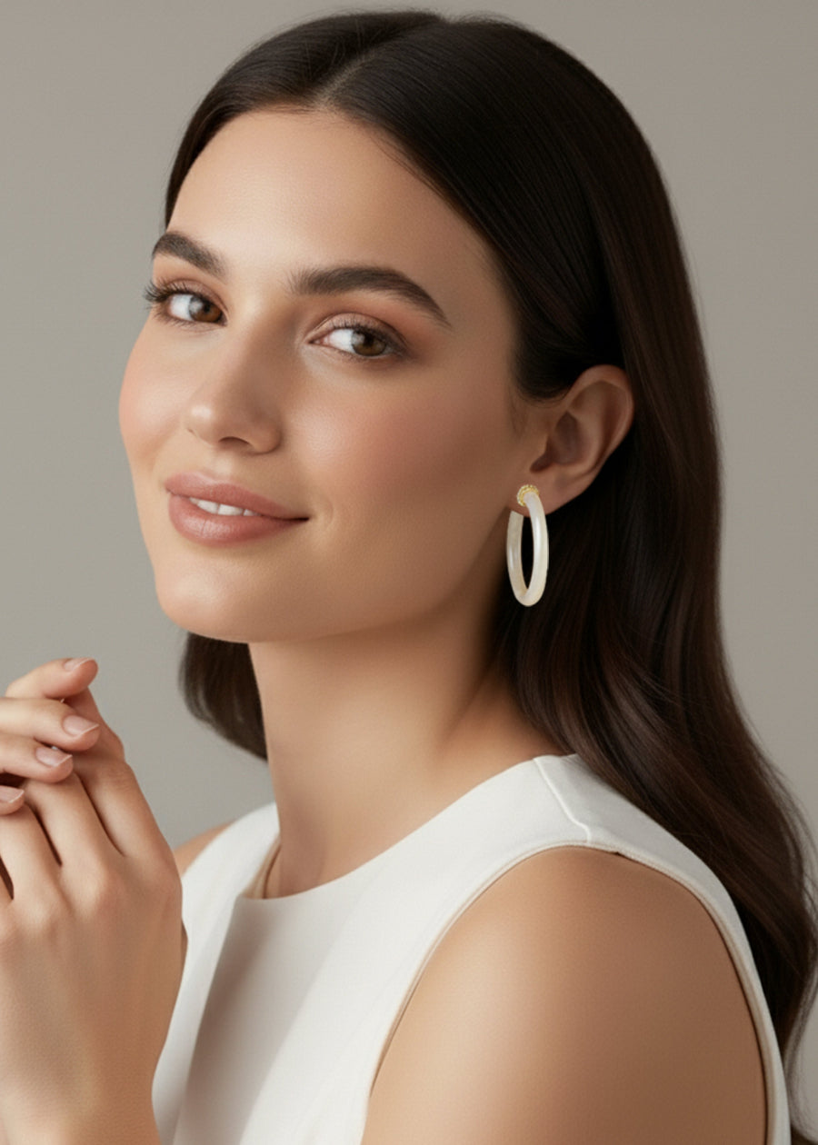 Mother of Pearl 35MM Hoop Earrings