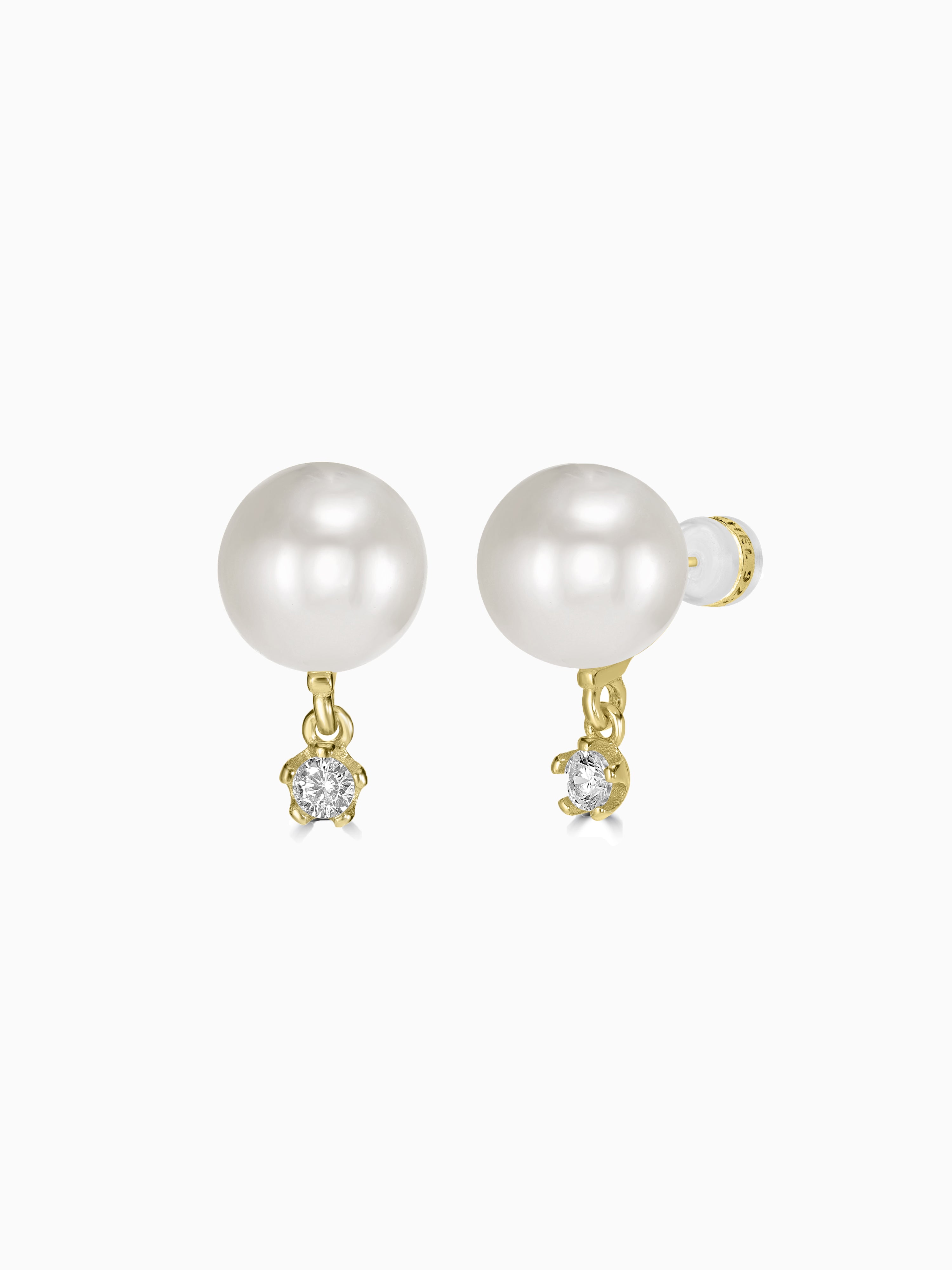 Splendid Fresh Water Pearl with CZ Dangle Earrings