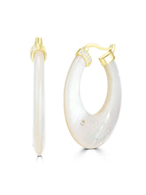 Load image into Gallery viewer, CZ Embedded Mother of Pearl Hoop Earrings
