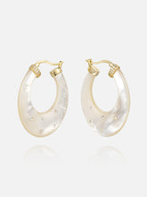 Load image into Gallery viewer, CZ Embedded Mother of Pearl Hoop Earrings
