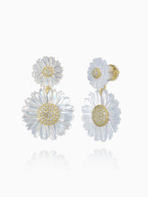 Load image into Gallery viewer, Double Daisy Flower Mother of Pearl Earrings
