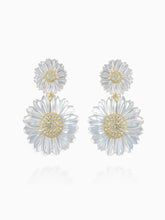 Load image into Gallery viewer, Double Daisy Flower Mother of Pearl Earrings
