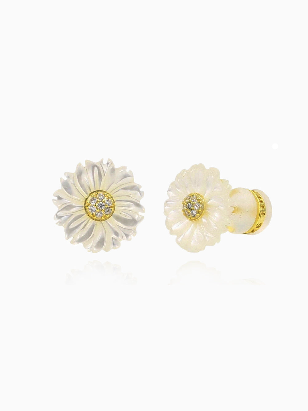 Mother of Pearl Cute Flower Shiny Studs Earrings