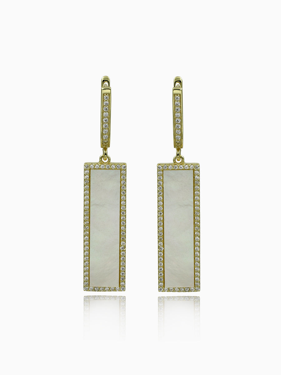 Mother of Pearl Cubic Zirconia Dangle Earrings