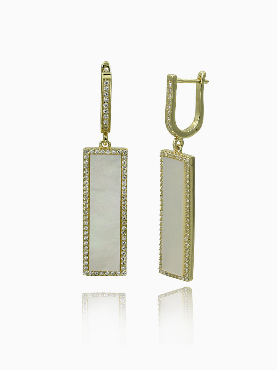 Mother of Pearl Cubic Zirconia Dangle Earrings