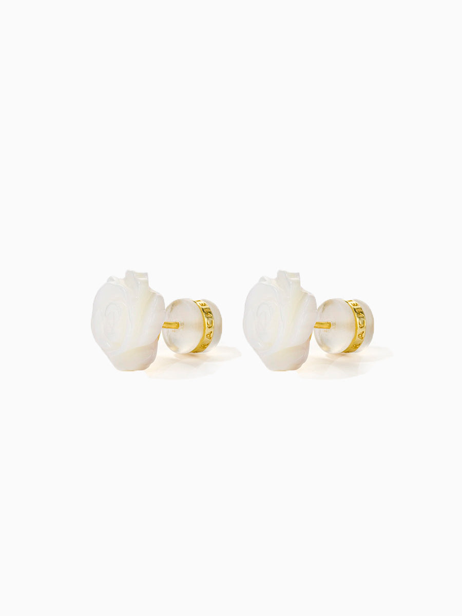 Mother of Pearl Rose Flower Stud Earrings