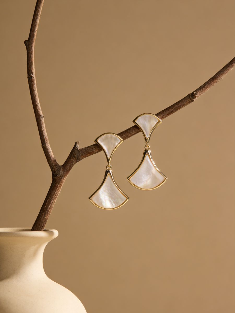 Mother of Pearl Fan Drop Earrings