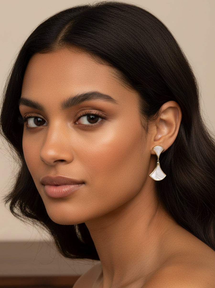 Mother of Pearl Fan Drop Earrings