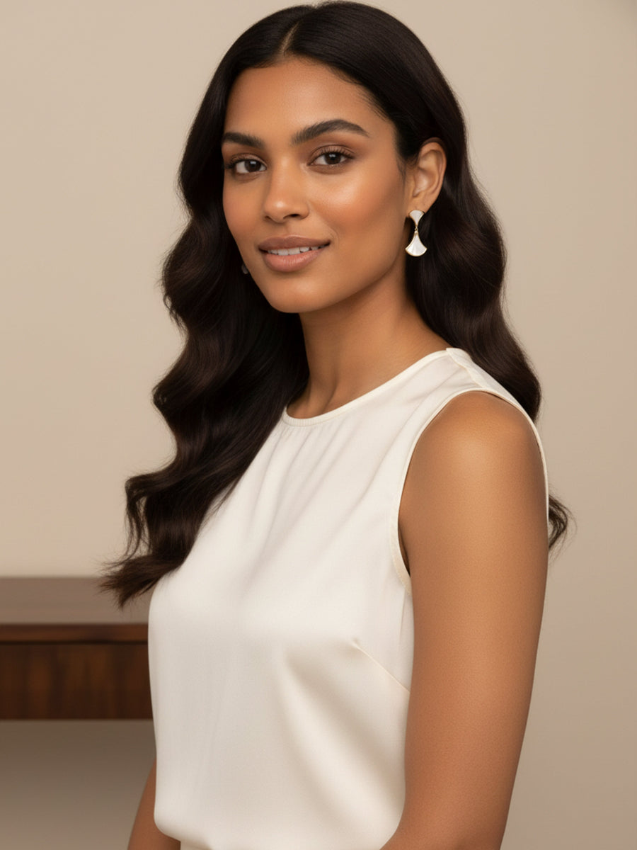 Mother of Pearl Fan Drop Earrings