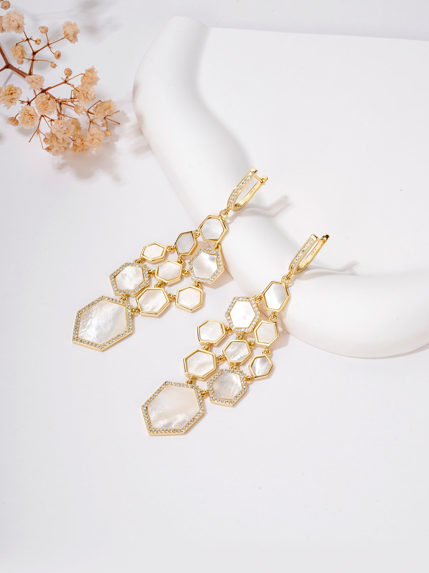 Mother of Pearl Chandelier Earrings