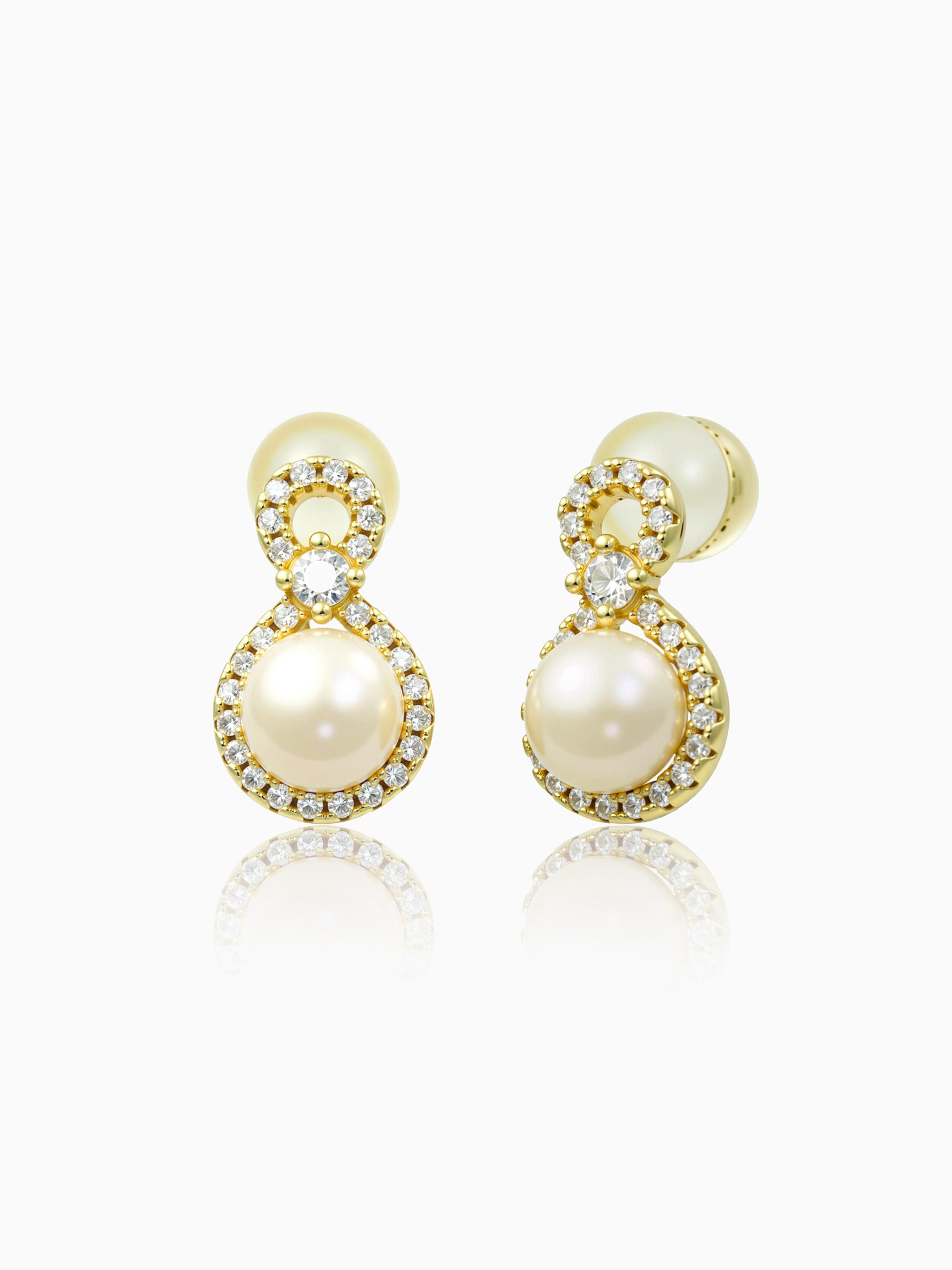 Simple 7mm Fresh Water Pearl with CZ Earrings