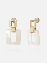 Load image into Gallery viewer, Mother of Pearl Square Link Dangle Earrings
