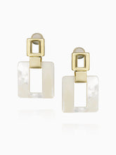 Load image into Gallery viewer, Mother of Pearl Square Link Dangle Earrings
