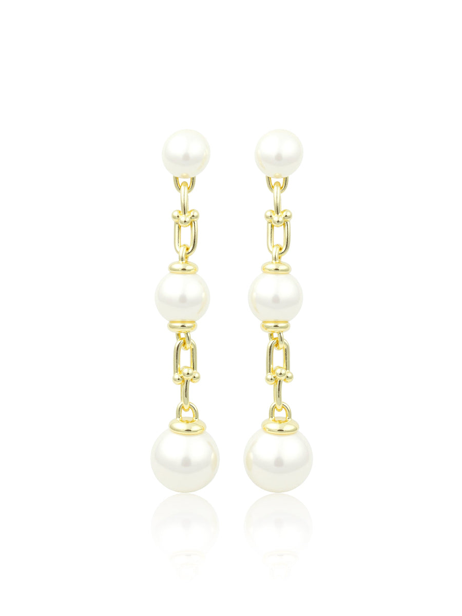 7-10MM Fresh Water Pearl 3-Drop Earrings