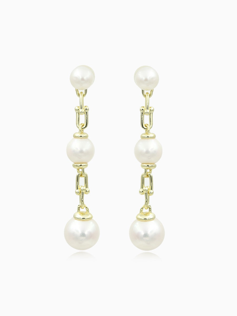 7-10MM Fresh Water Pearl 3-Drop Earrings