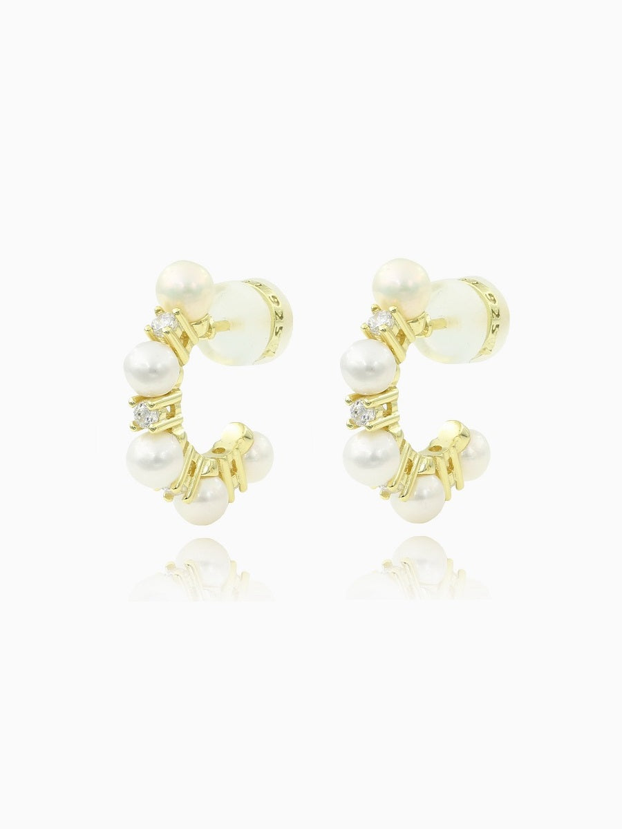 Fabulous 3-4MM Fresh Water Pearl Hoop Earrings