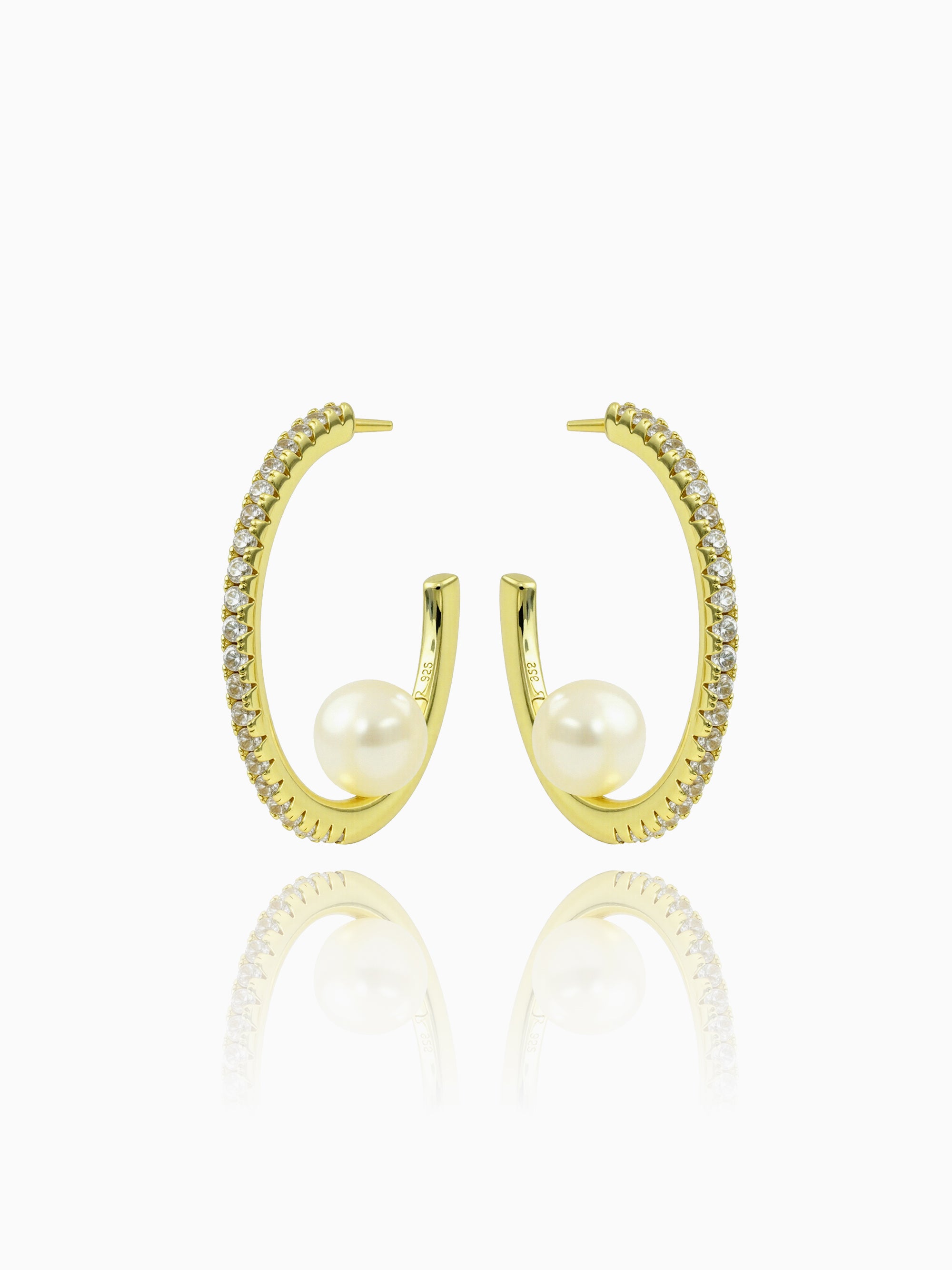 7MM Fresh Water Pearl 3/4 Hoop Earrings