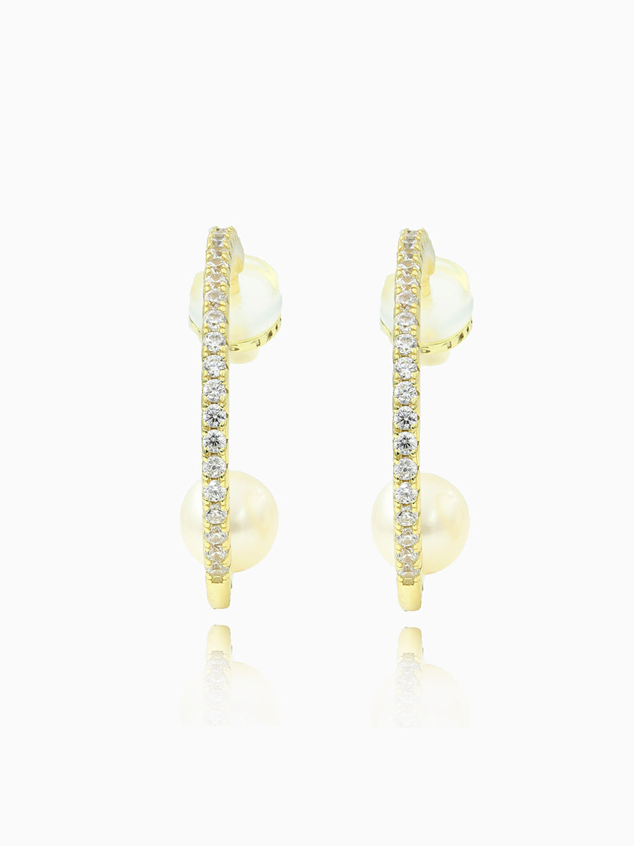 7MM Fresh Water Pearl 3/4 Hoop Earrings