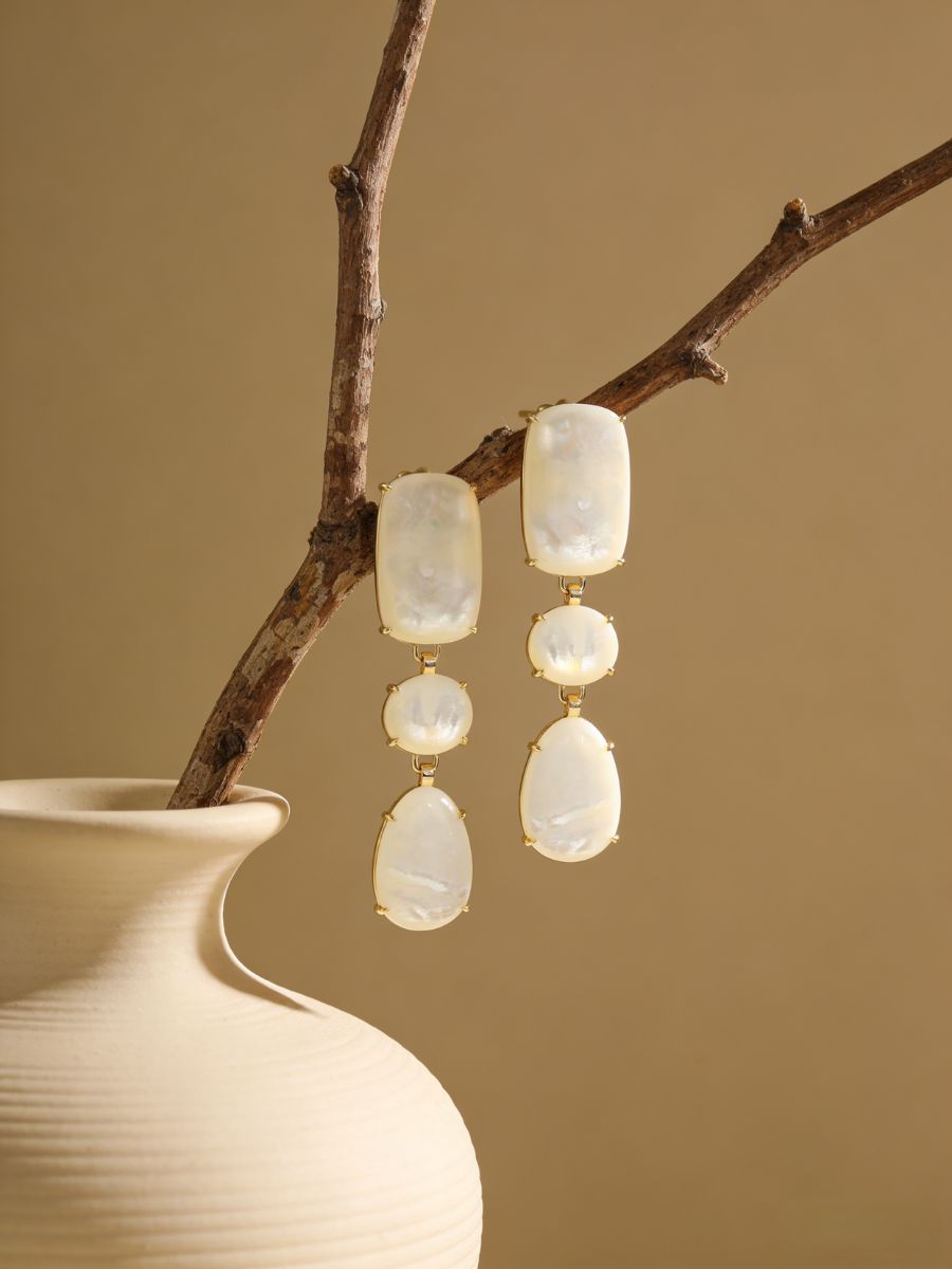 Charming Mother of Pearl Triple-Drop Earrings