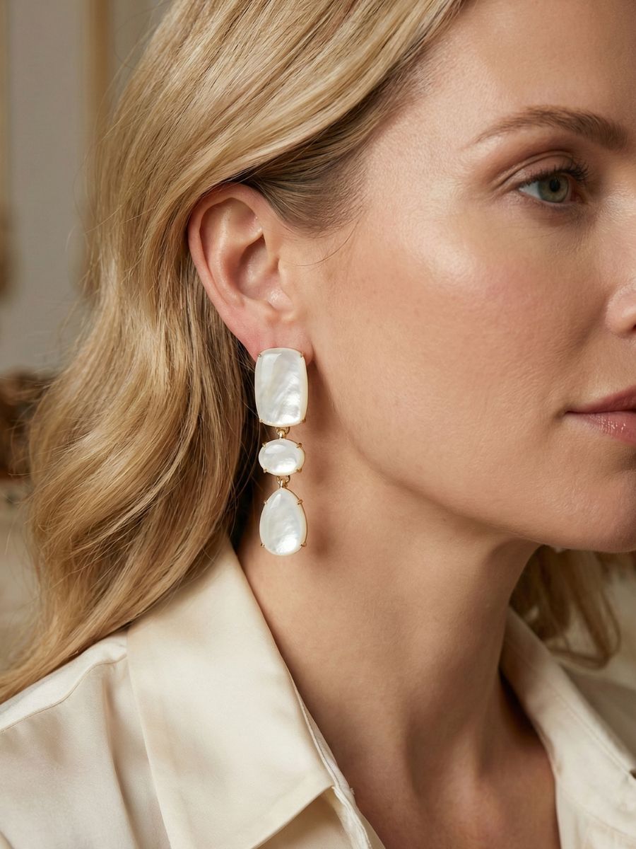 Charming Mother of Pearl Triple-Drop Earrings