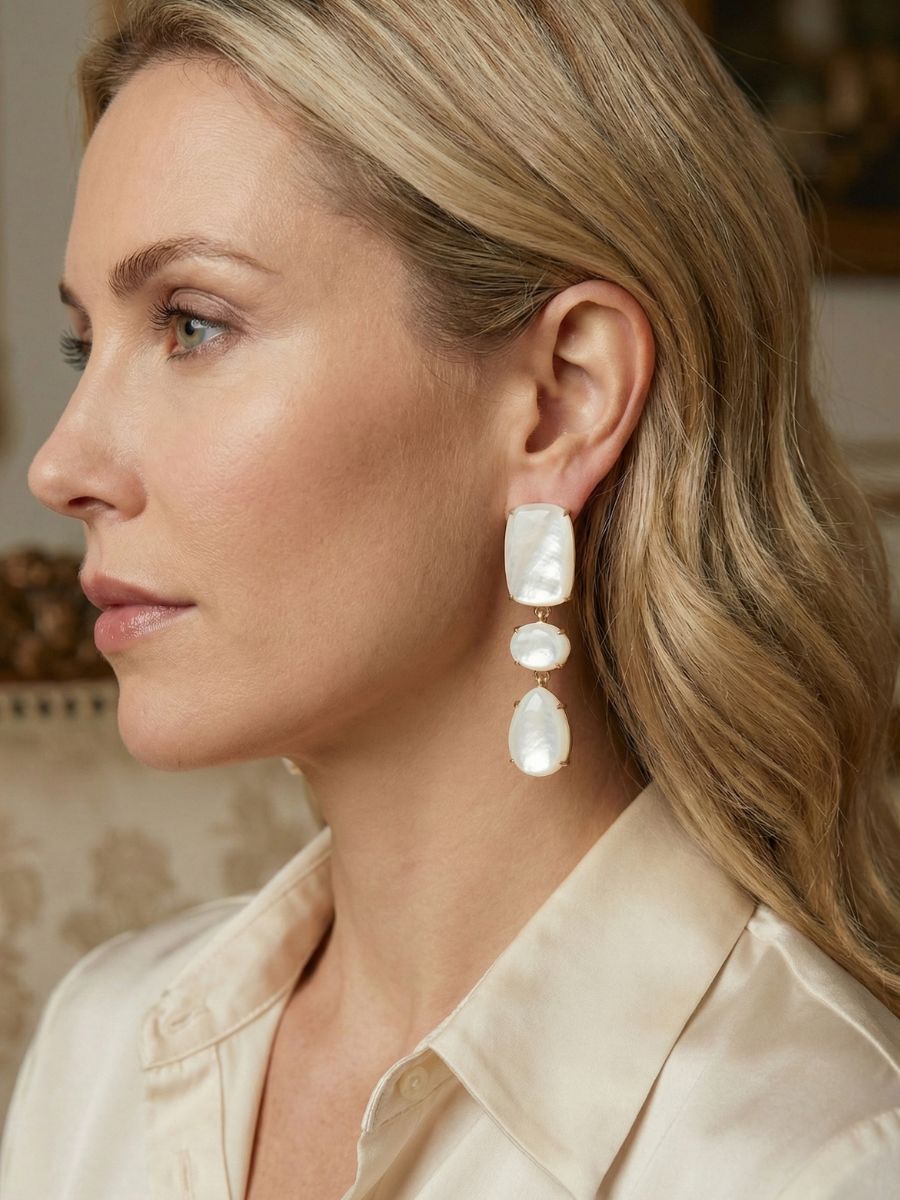 Charming Mother of Pearl Triple-Drop Earrings