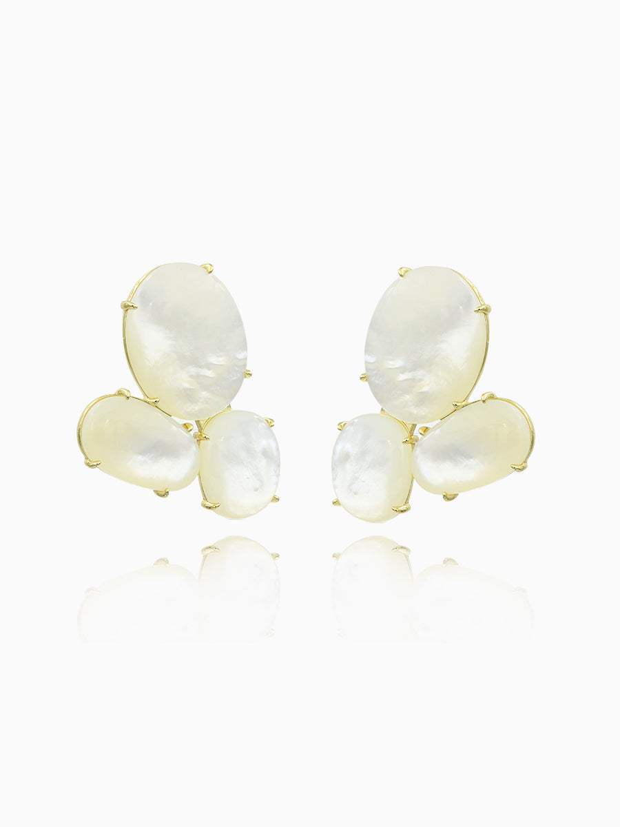 Graceful Mother of Pearl Cluster Earrings