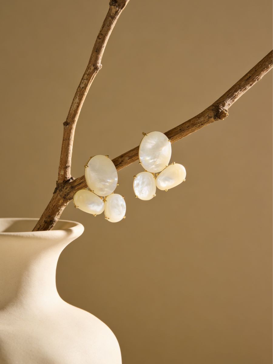 Graceful Mother of Pearl Cluster Earrings