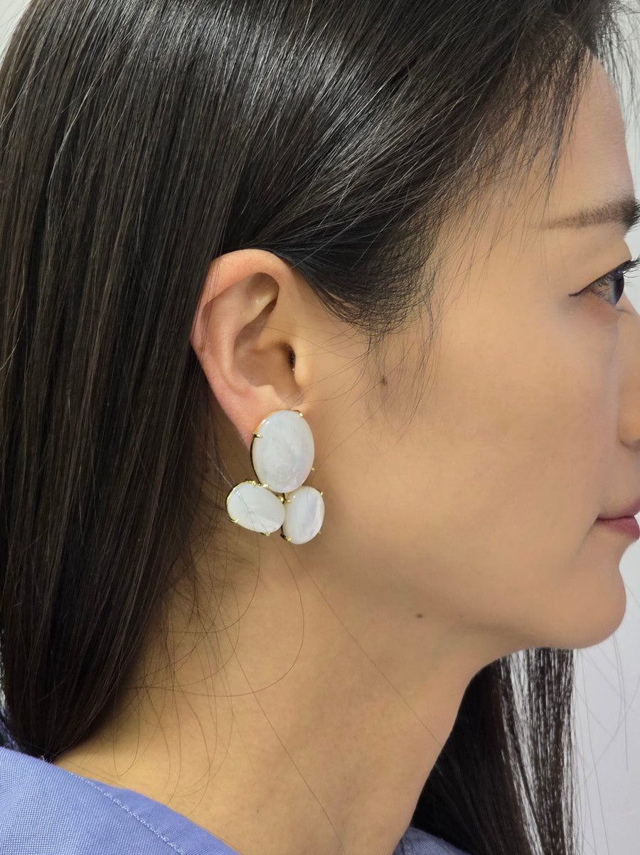 Graceful Mother of Pearl Cluster Earrings