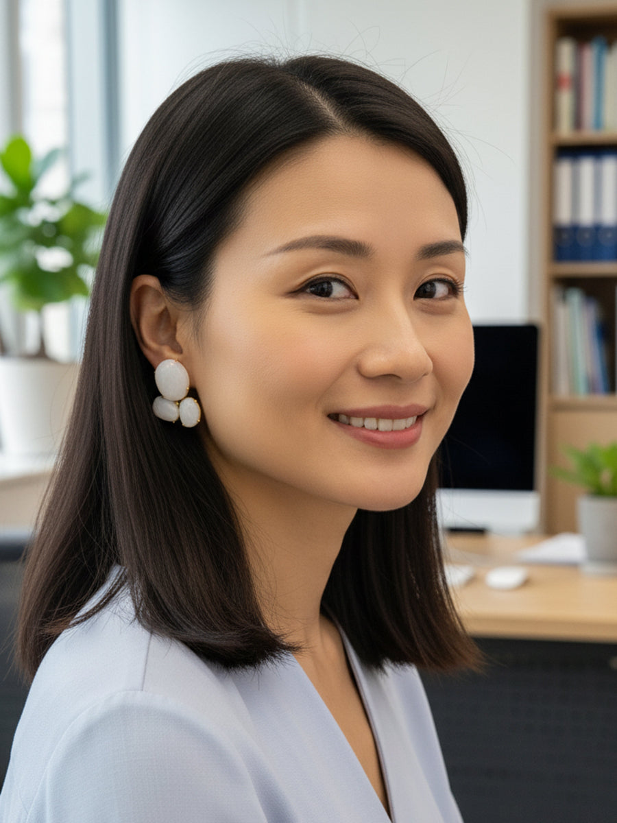 Graceful Mother of Pearl Cluster Earrings