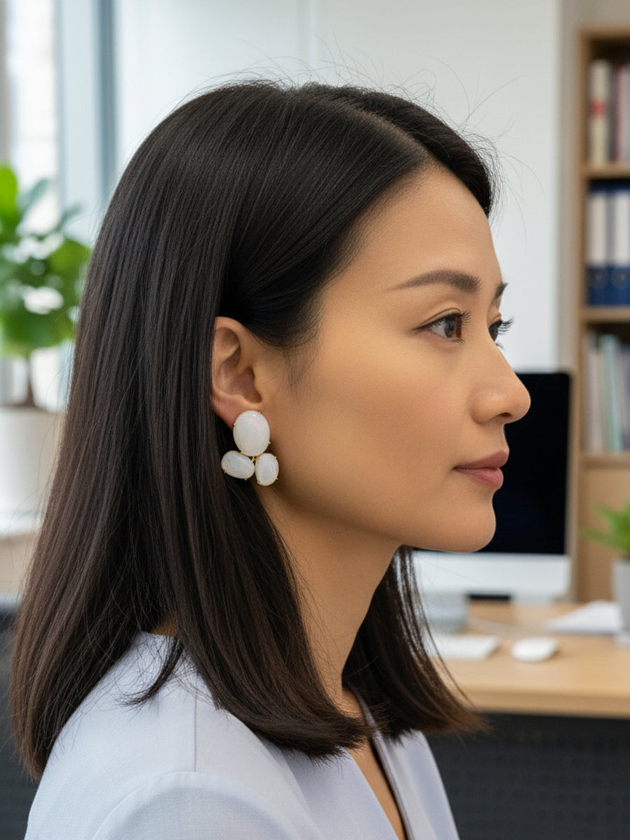 Graceful Mother of Pearl Cluster Earrings