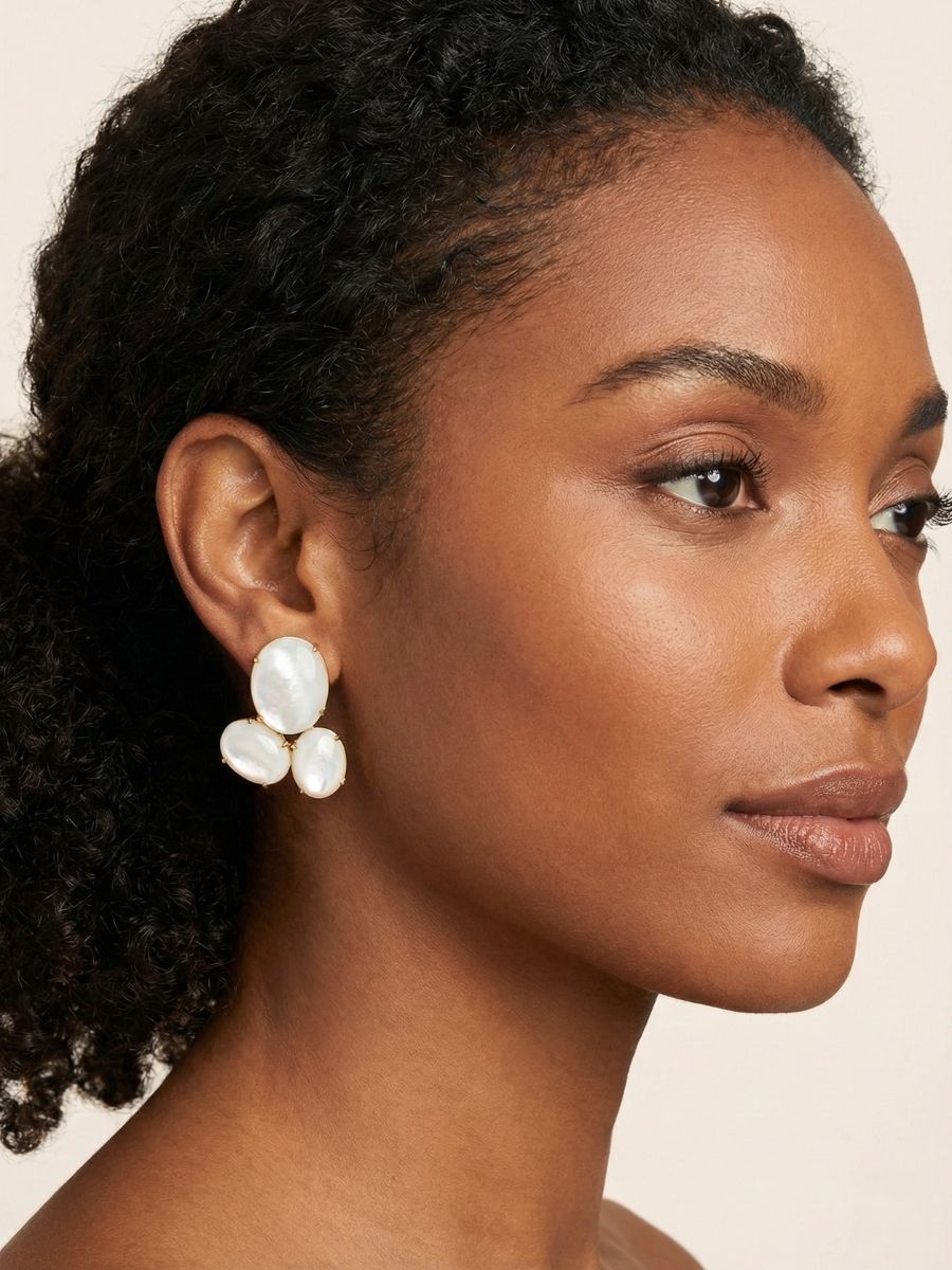 Graceful Mother of Pearl Cluster Earrings