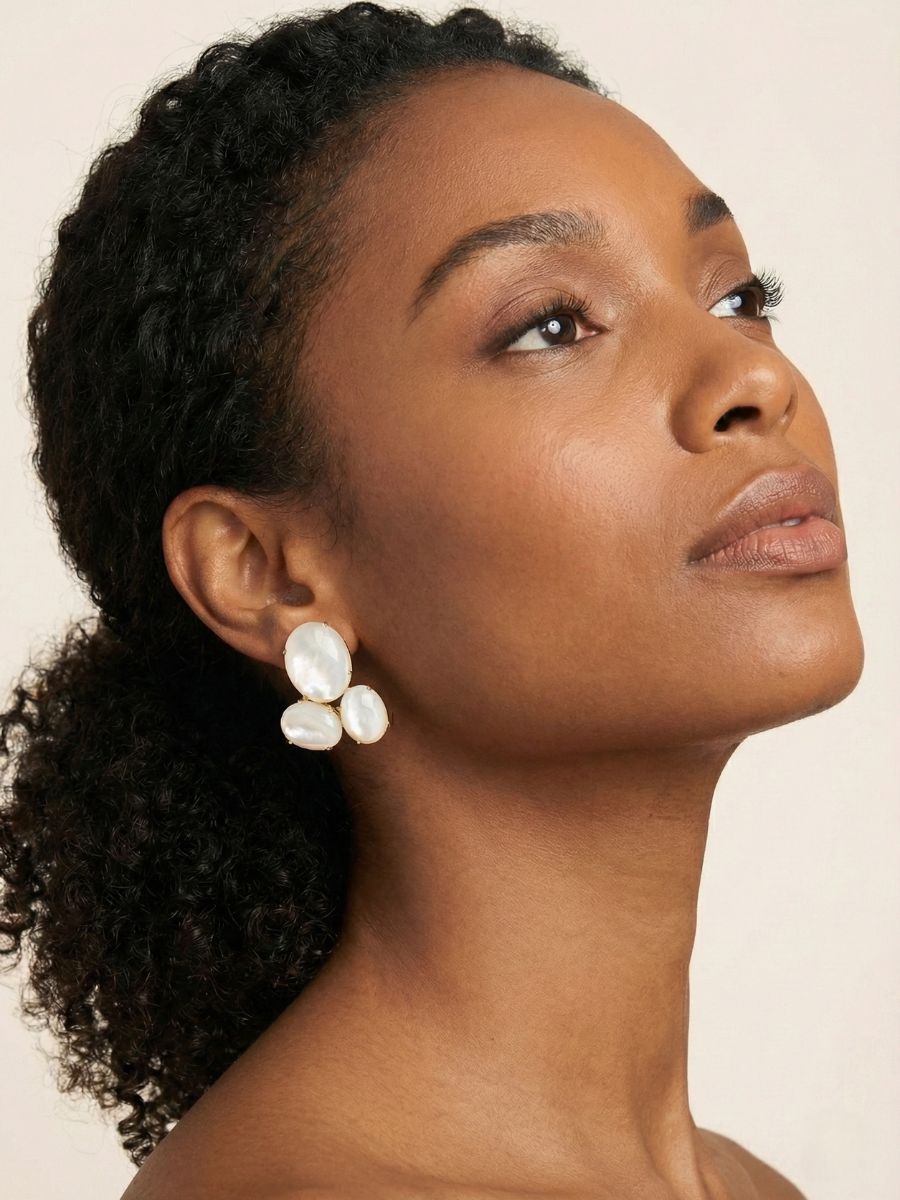 Graceful Mother of Pearl Cluster Earrings
