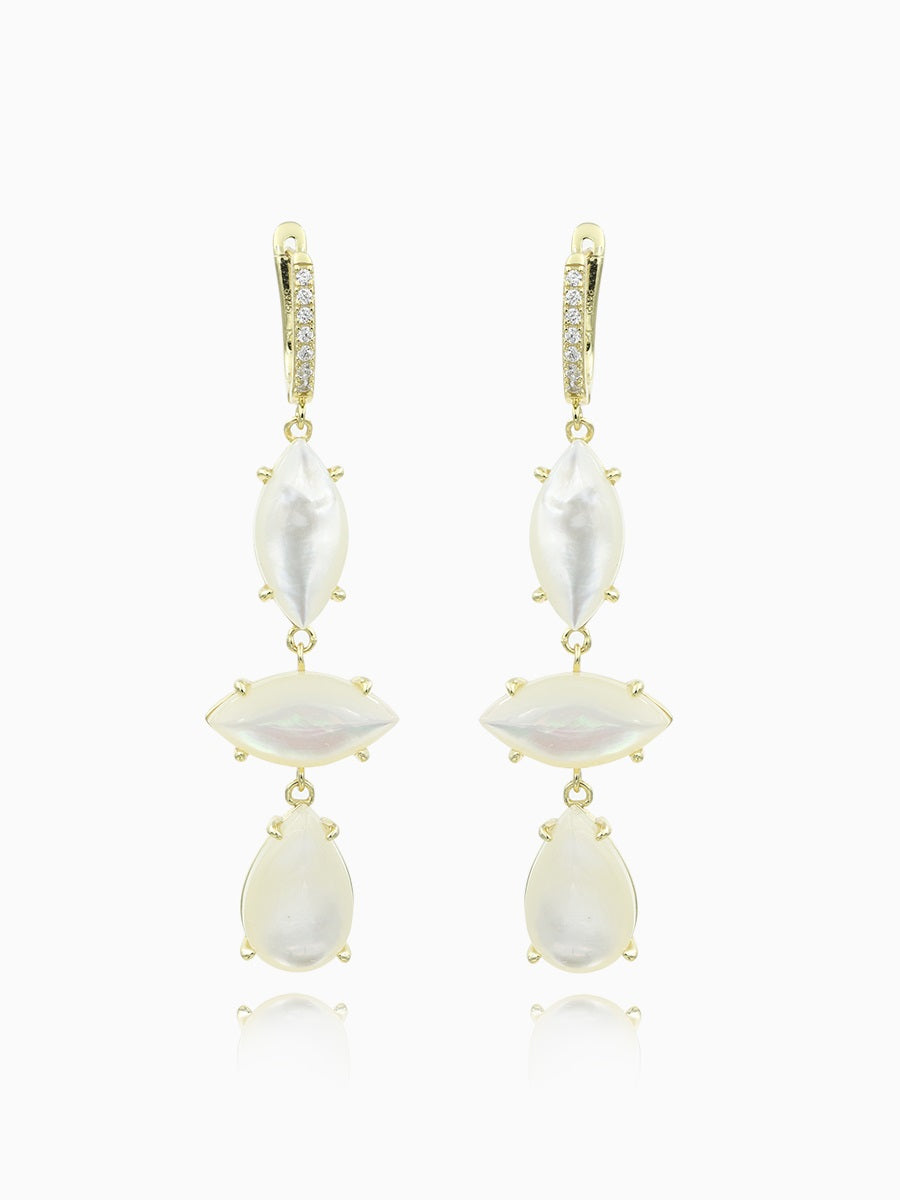 Unique Marquise & Teardrop Mother of Pearl Earrings