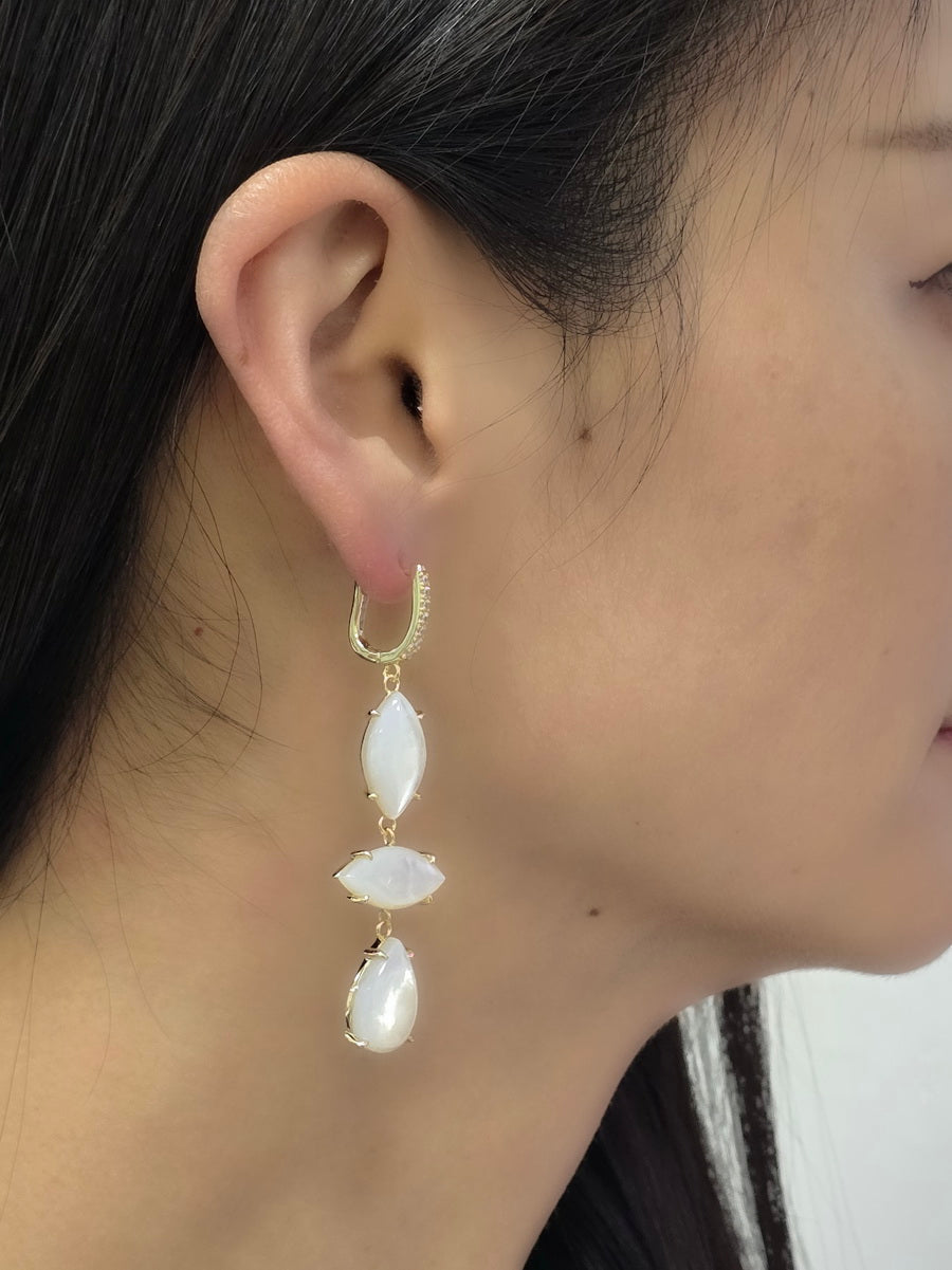 Unique Marquise & Teardrop Mother of Pearl Earrings