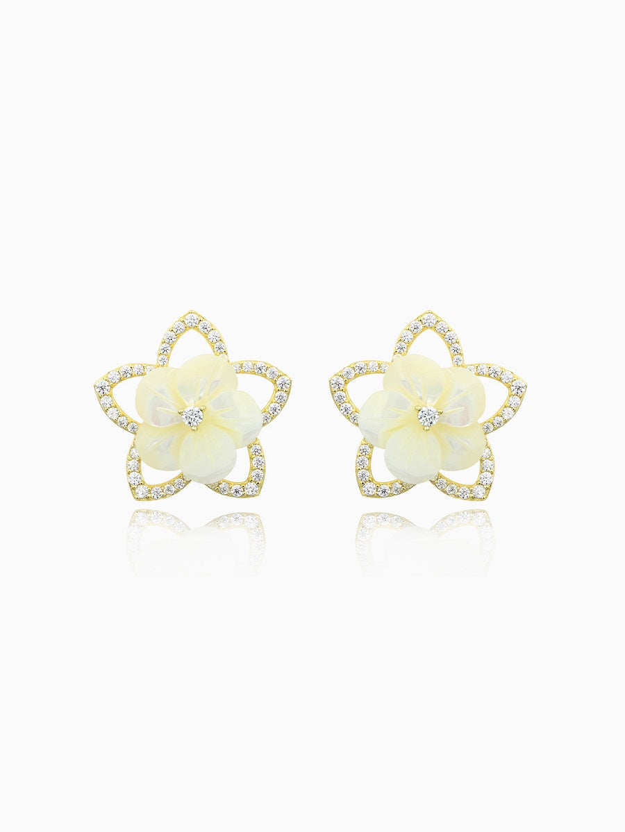 Sparkling Mother of Pearl Floral Earrings