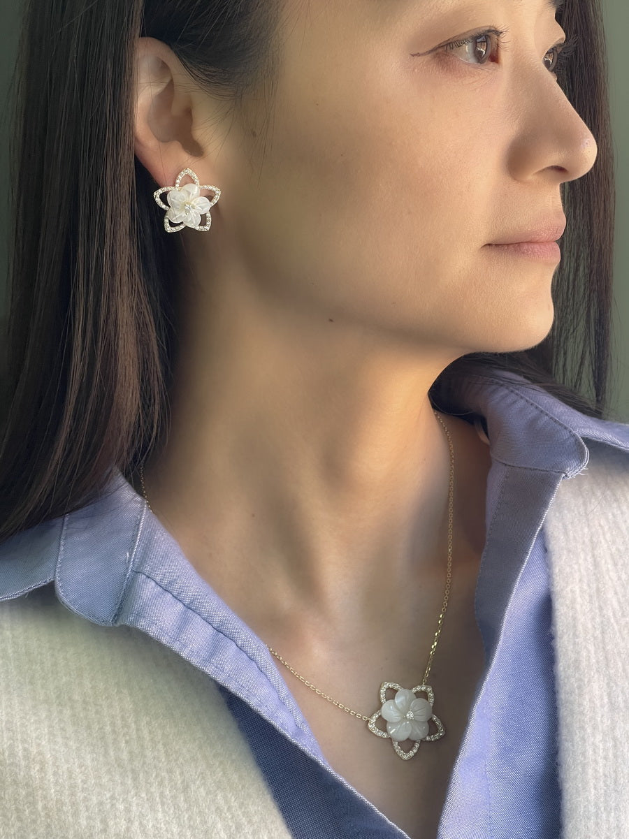 Sparkling Mother of Pearl Floral Earrings