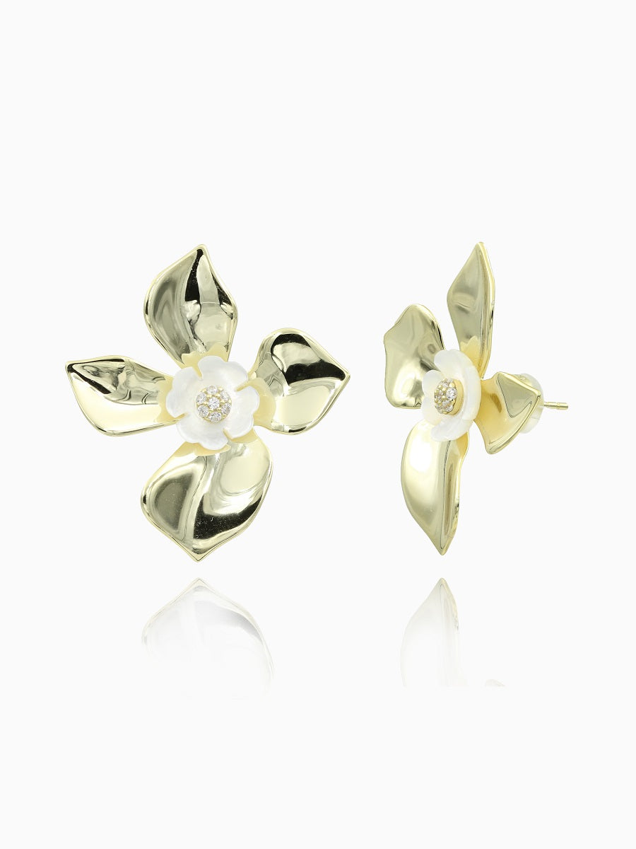 Vintage Lotus Elegant Large Flower Earrings