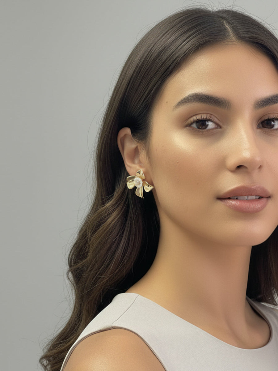 Vintage Lotus Elegant Large Flower Earrings