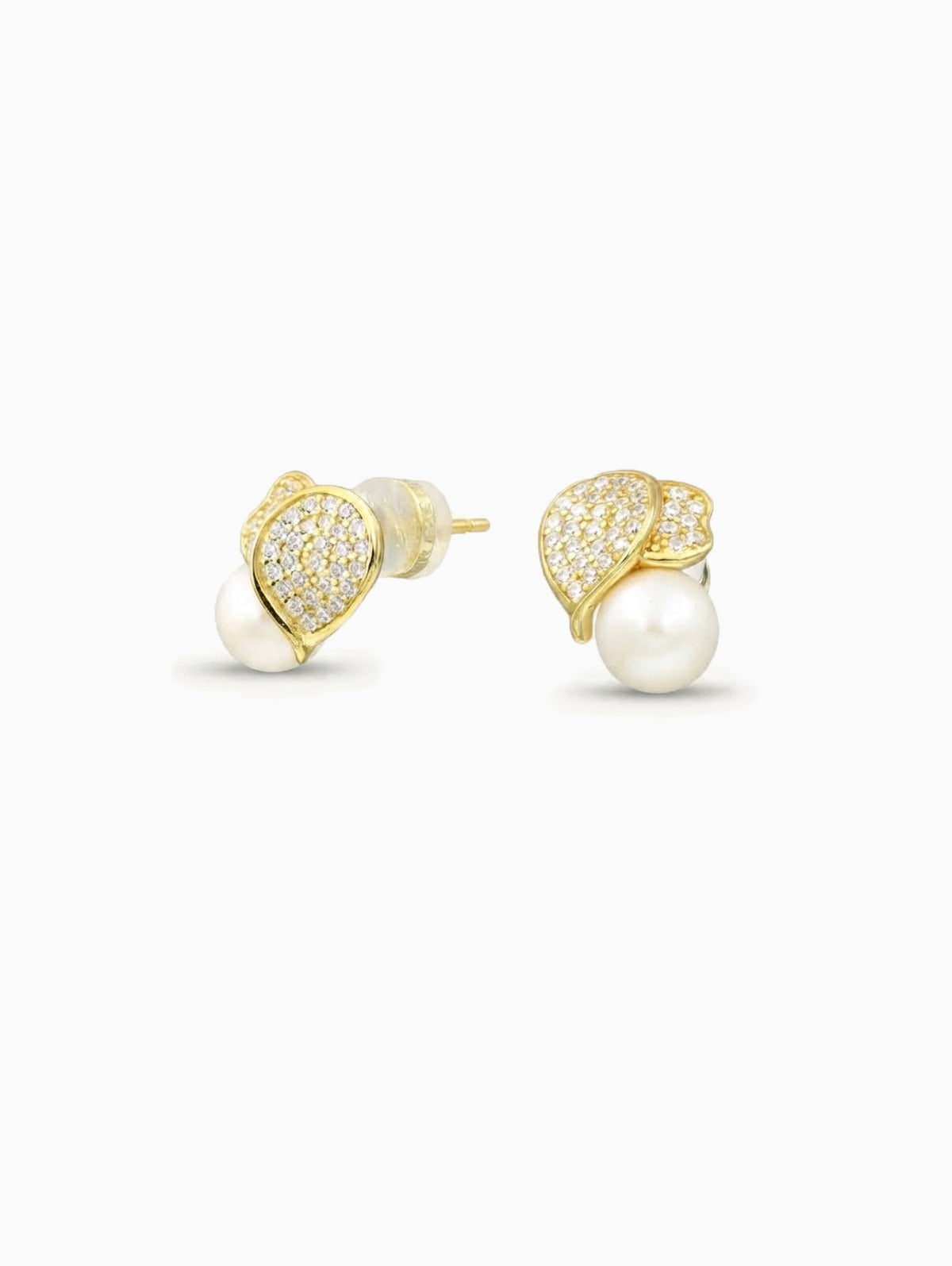 Leaf Style Fresh Water Pearl Studs Earrings