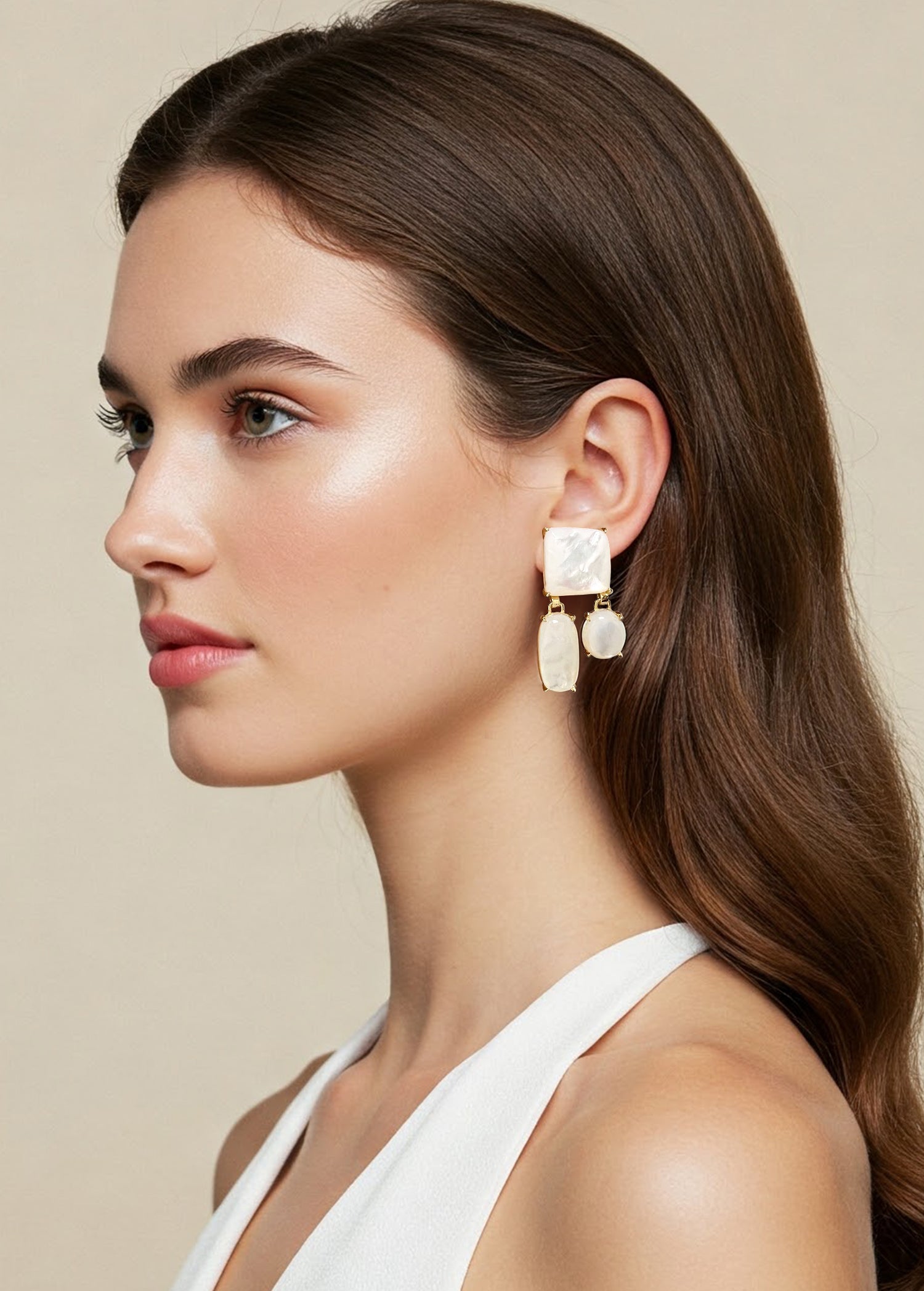 Vintage-Inspired Mother of Pearl Dangle Earrings