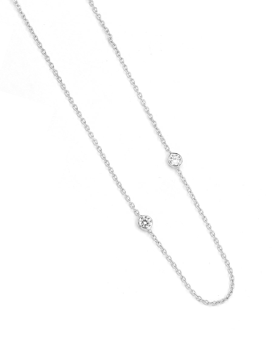 925 Silver Cubic Zirconia by Yard Chain Necklace